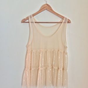 Sheer tank shirt with sequin details